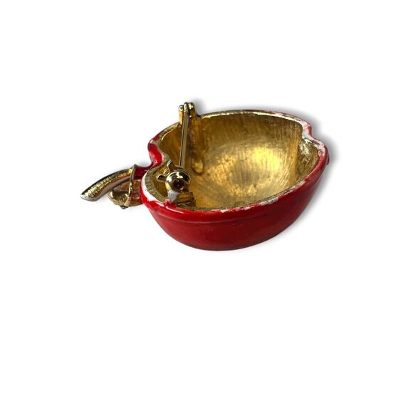 HAR Hargo Creations Red Enamel Apple Pin Mid Century 1.74" x 1.48" - Picture 6 of 11